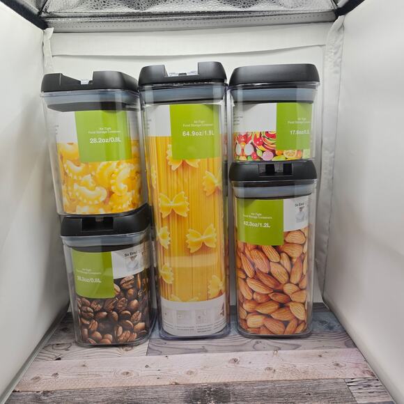 Air Tight Food Storage Containers Set 6 Piece Kitchen Pantry Organization New - Picture 2 of 4